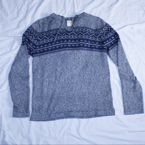 Knit Hooded Fair Isle Sweater - Picture 1 of 2